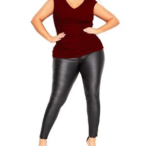 Women's plus Rushed red Top